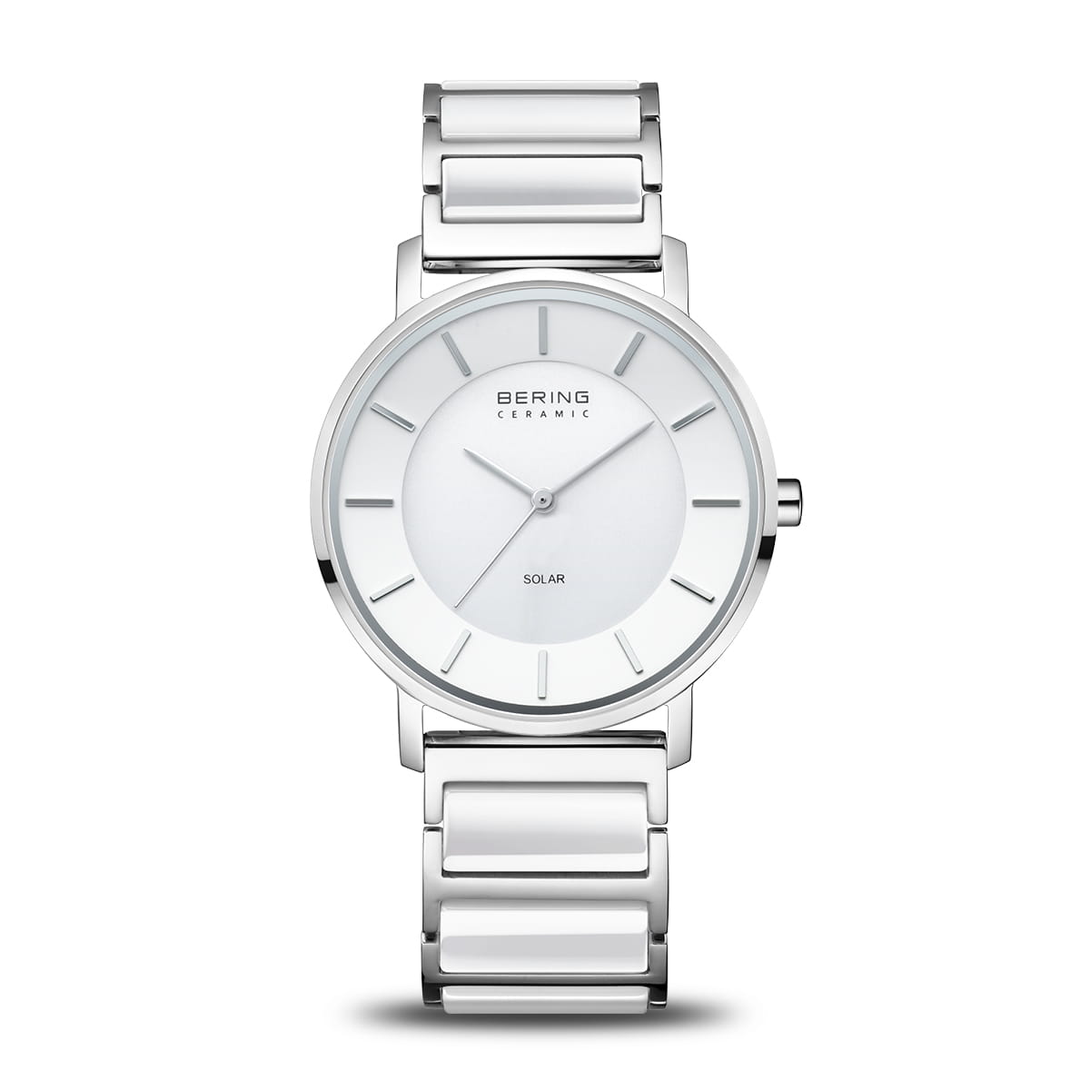 Orologio da donna con quadrante bianco, cassa e cinturino in acciaio inox lucido.