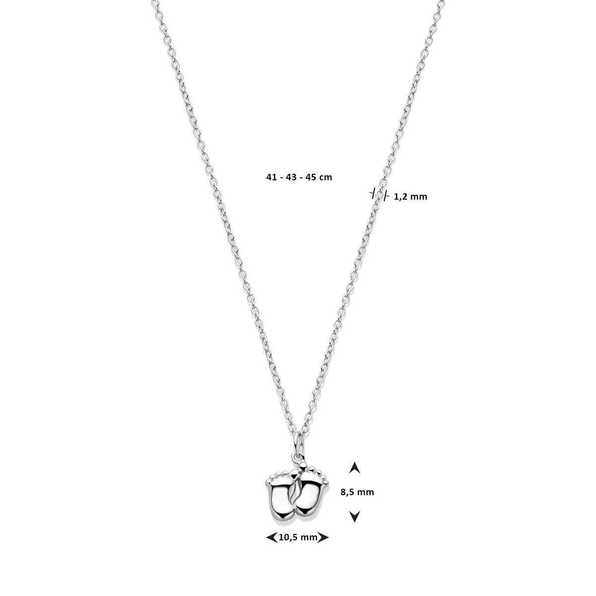 collana piedini bebè 41 - 43 - 45 cm argento rodiato