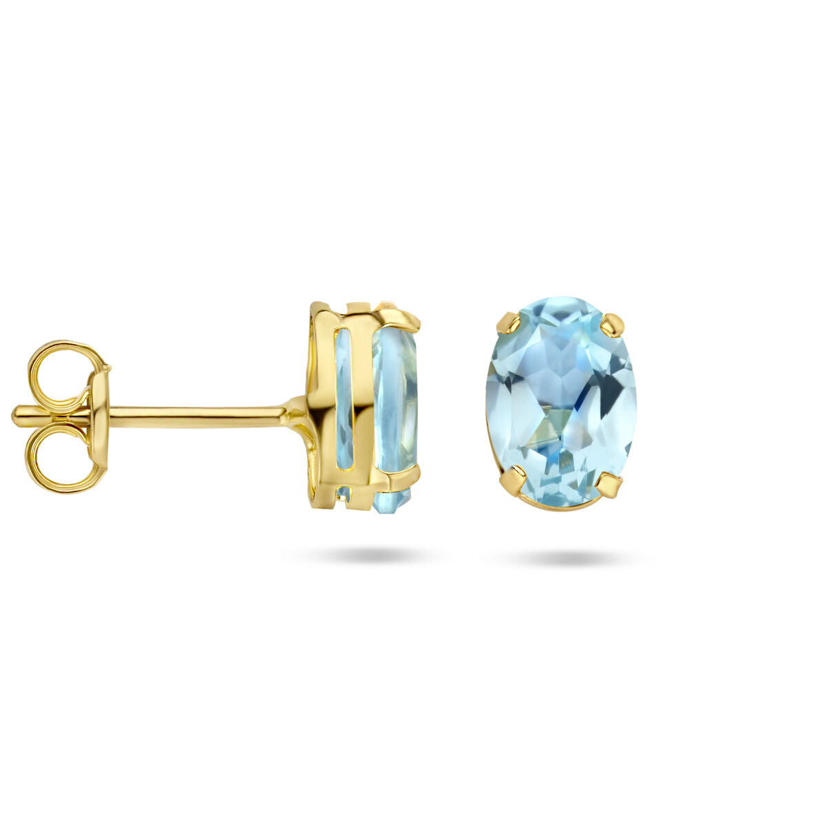 orecchini a lobo topazio blu oro giallo 14K