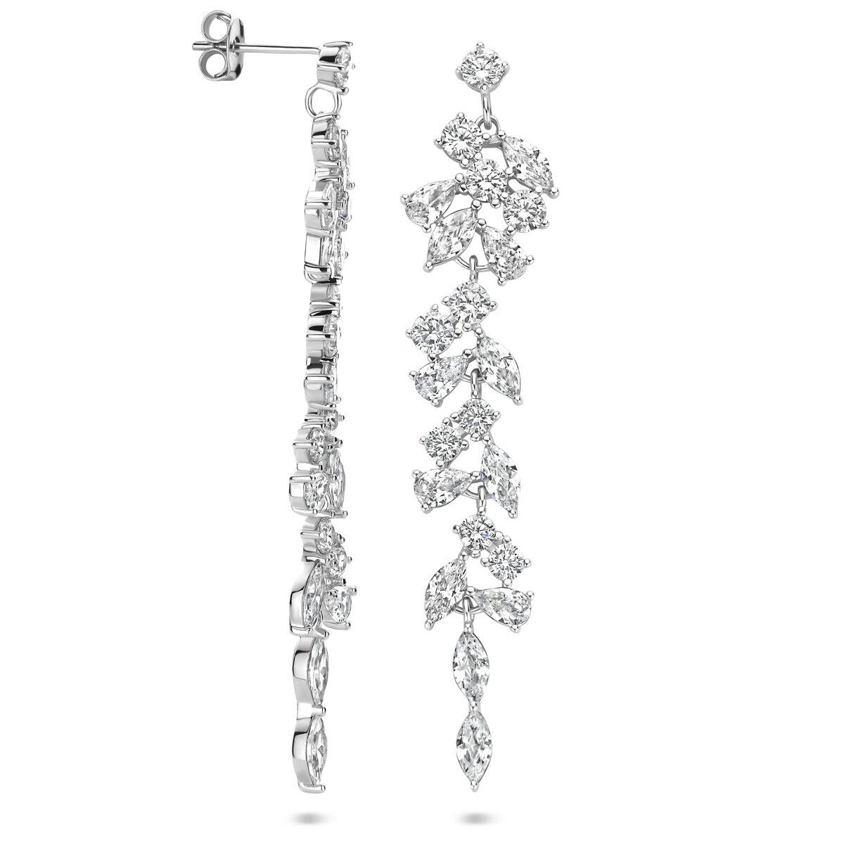 orecchini pendenti zircone 60 mm argento rodiato