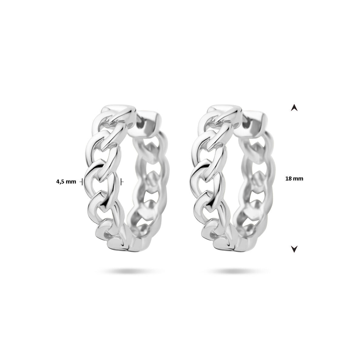 orecchini a cerchio motivo a maglia 18mm argento rodiato
