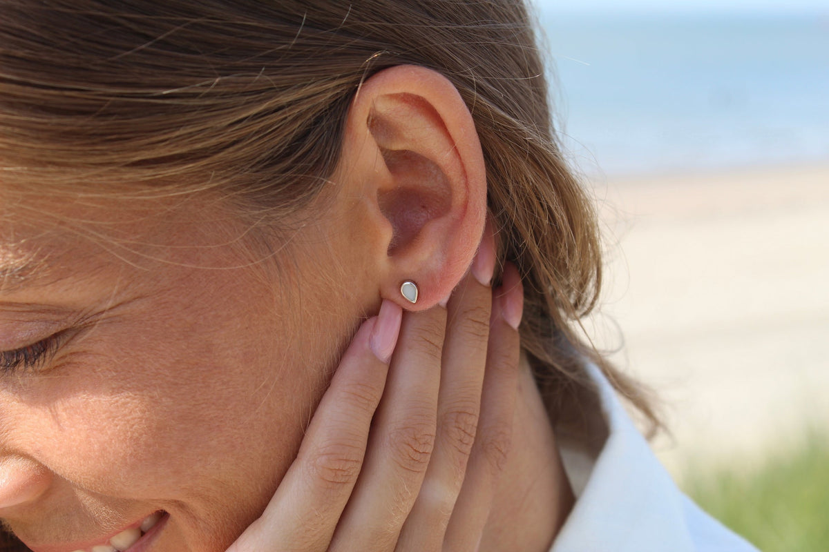 Mini Drop  | Orecchini a bottone per ceneri Argento