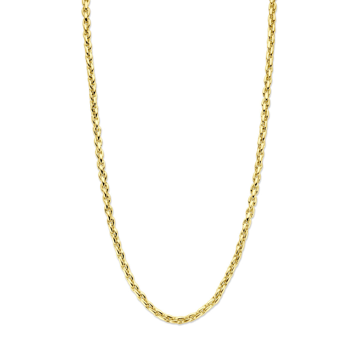 Collana in oro giallo 14K con maglie fantasia di 4,5 mm e lunghezza di 45 cm.
