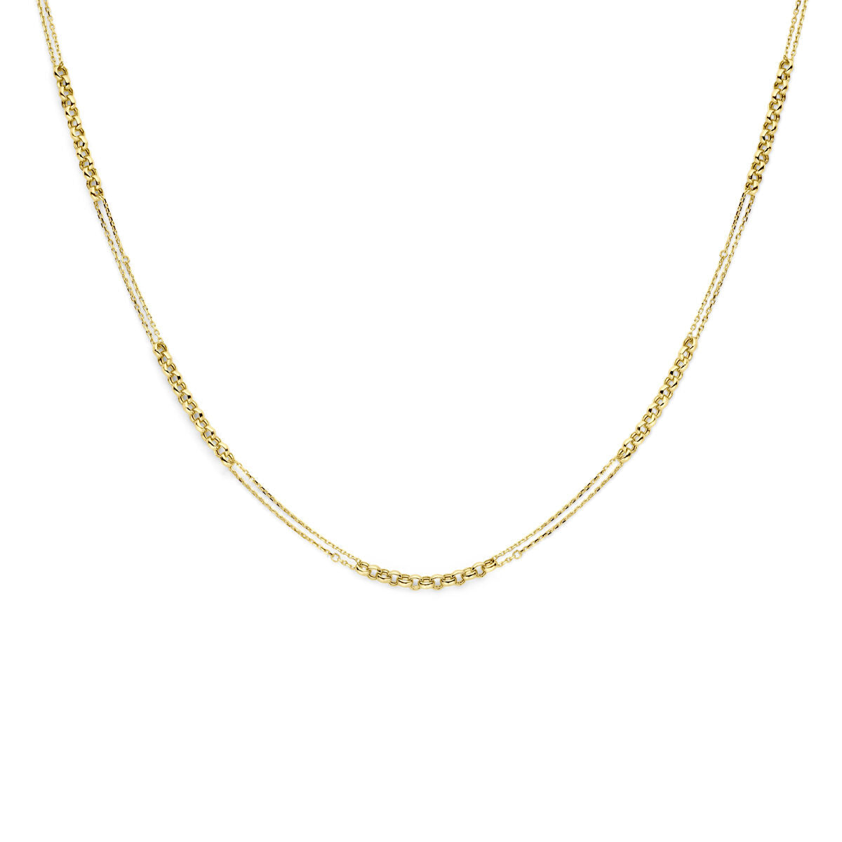 collana in oro giallo 14K con dettagli intrecciati e finitura lucida