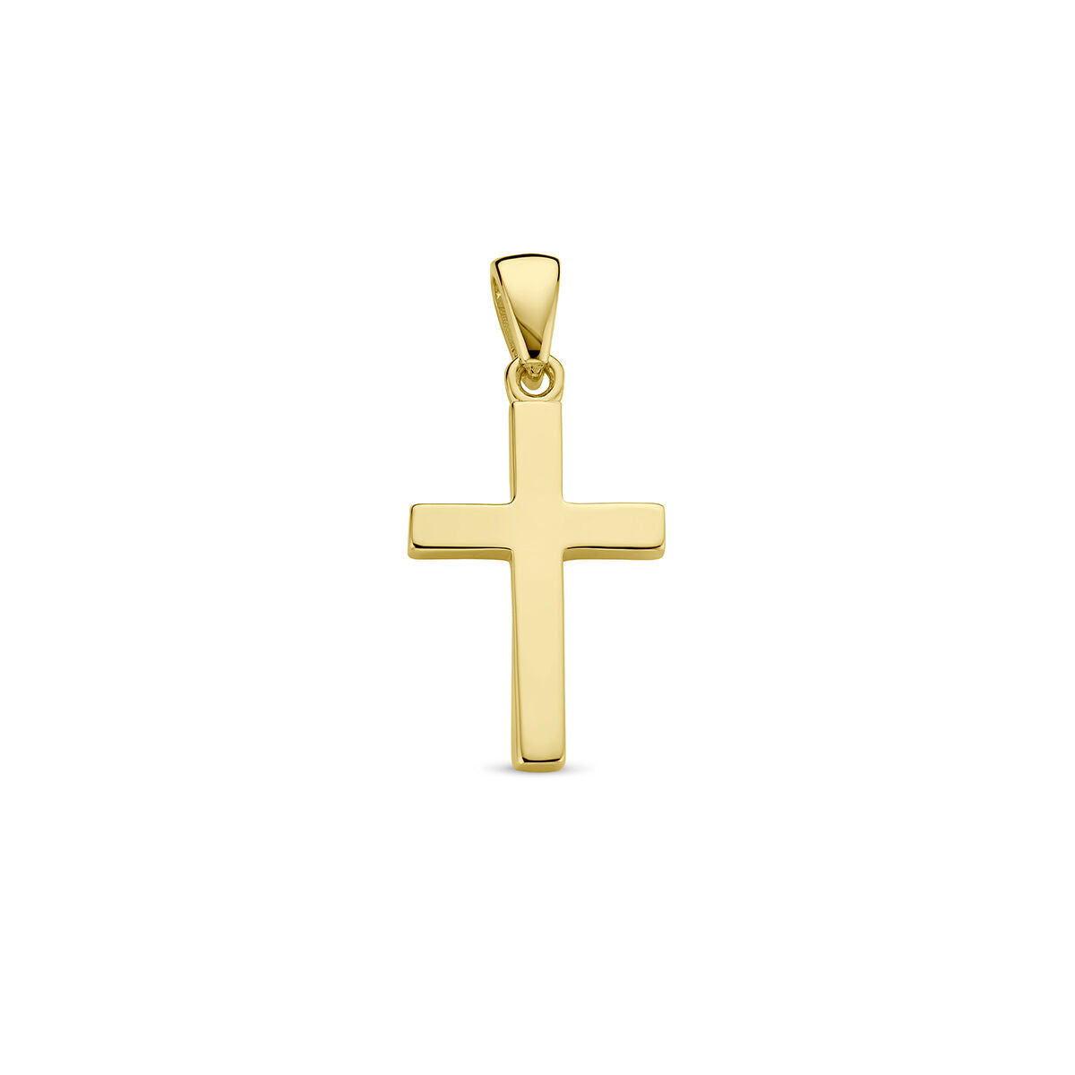 Hanger kruis van 14K geelgoud met een strakke, glanzende afwerking.