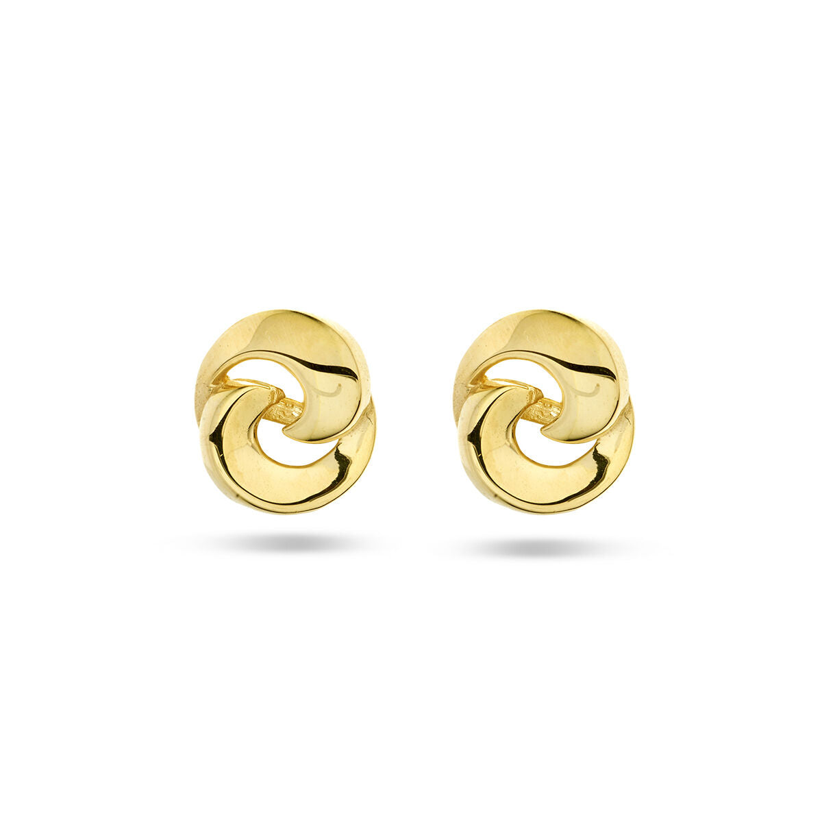 Orecchini in oro giallo 14K con design ondulato e lucido.