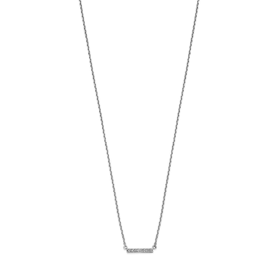 Gouden dames ketting balkje diamant 14K witgoud
