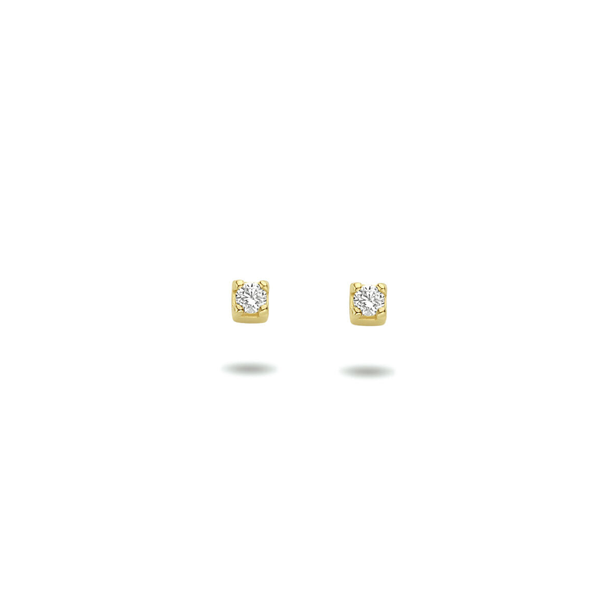 orecchini a bottone zircone oro giallo 14K
