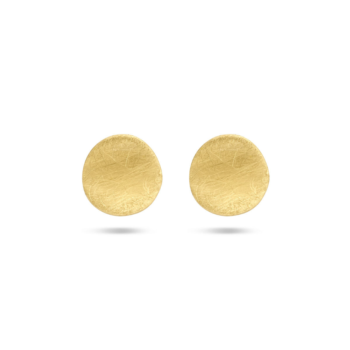 Orecchini in oro giallo 14K con finitura opaca a forma di cerchio.