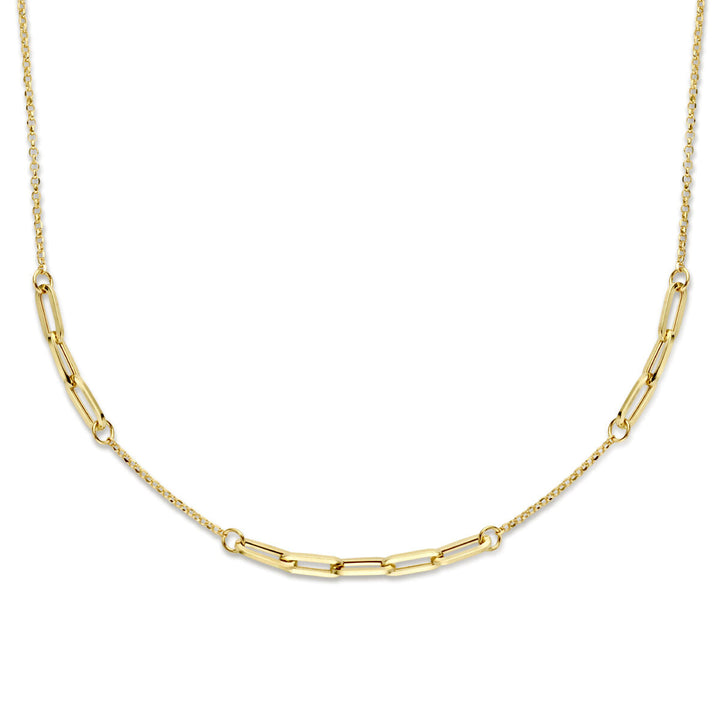 combi-collier jasseron en paperclip 3,5 mm 42 + 2 cm 14K geelgoud