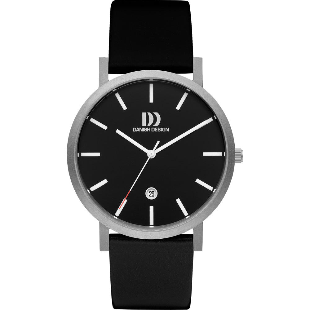 Orologio con quadrante nero, cassa in acciaio inox argentato e cinturino in silicone nero.