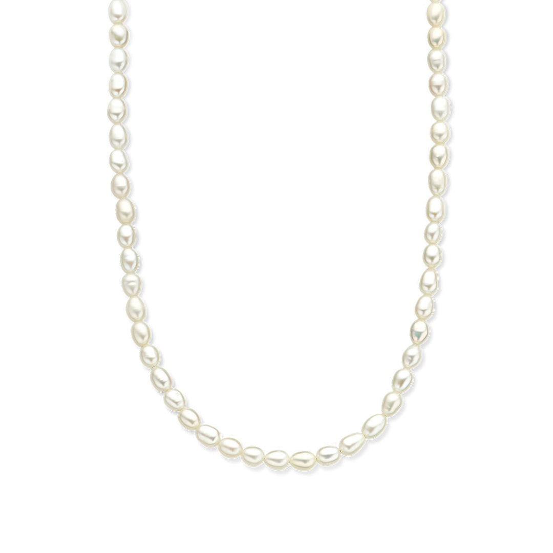 Zilveren ketting dames parels gerhodineerd