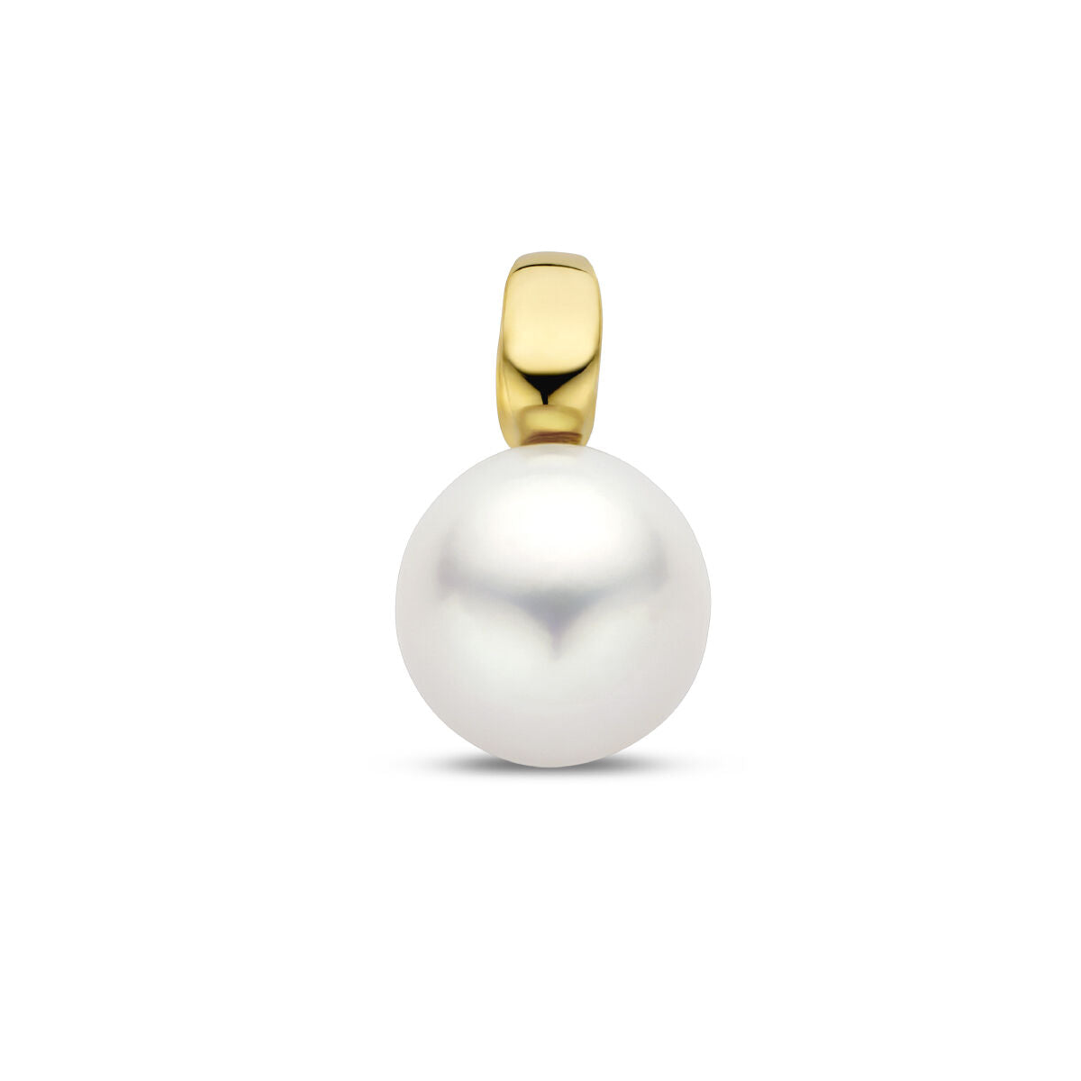 Ciondolo in oro giallo 14K con perla bianca lucida.