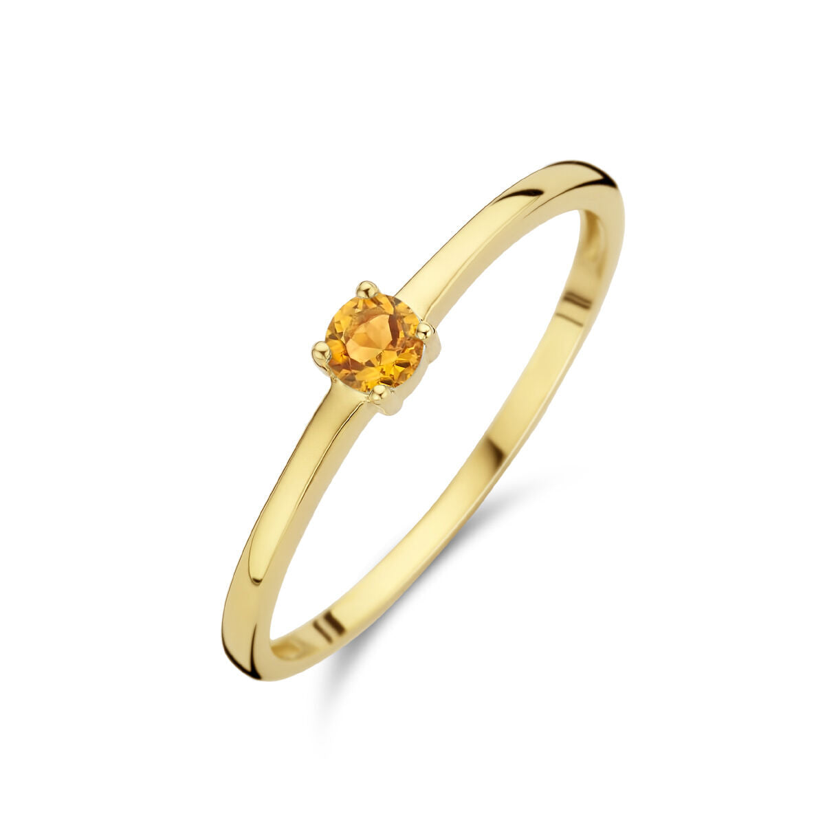 anello in oro giallo 14K con pietra di nascita citrino di novembre