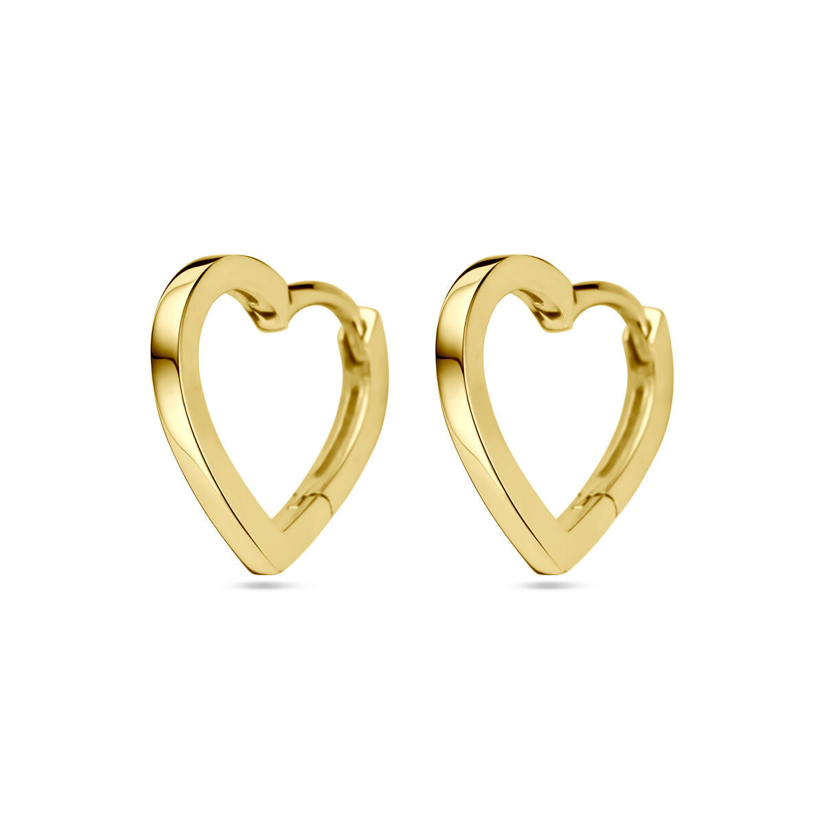 orecchini a cerchio a scatto cuoricini 14K oro giallo