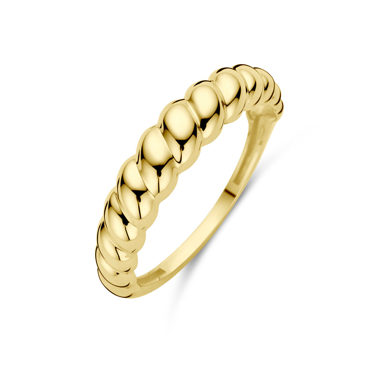 anello intrecciato in oro giallo 14K con finitura lucida