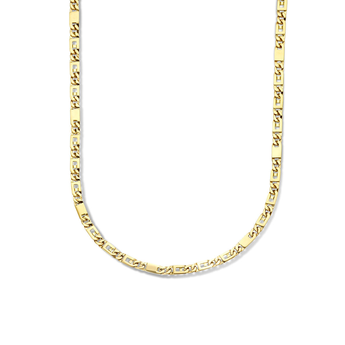 Collana in oro giallo 14K con maglia rolò di 4,7 mm.