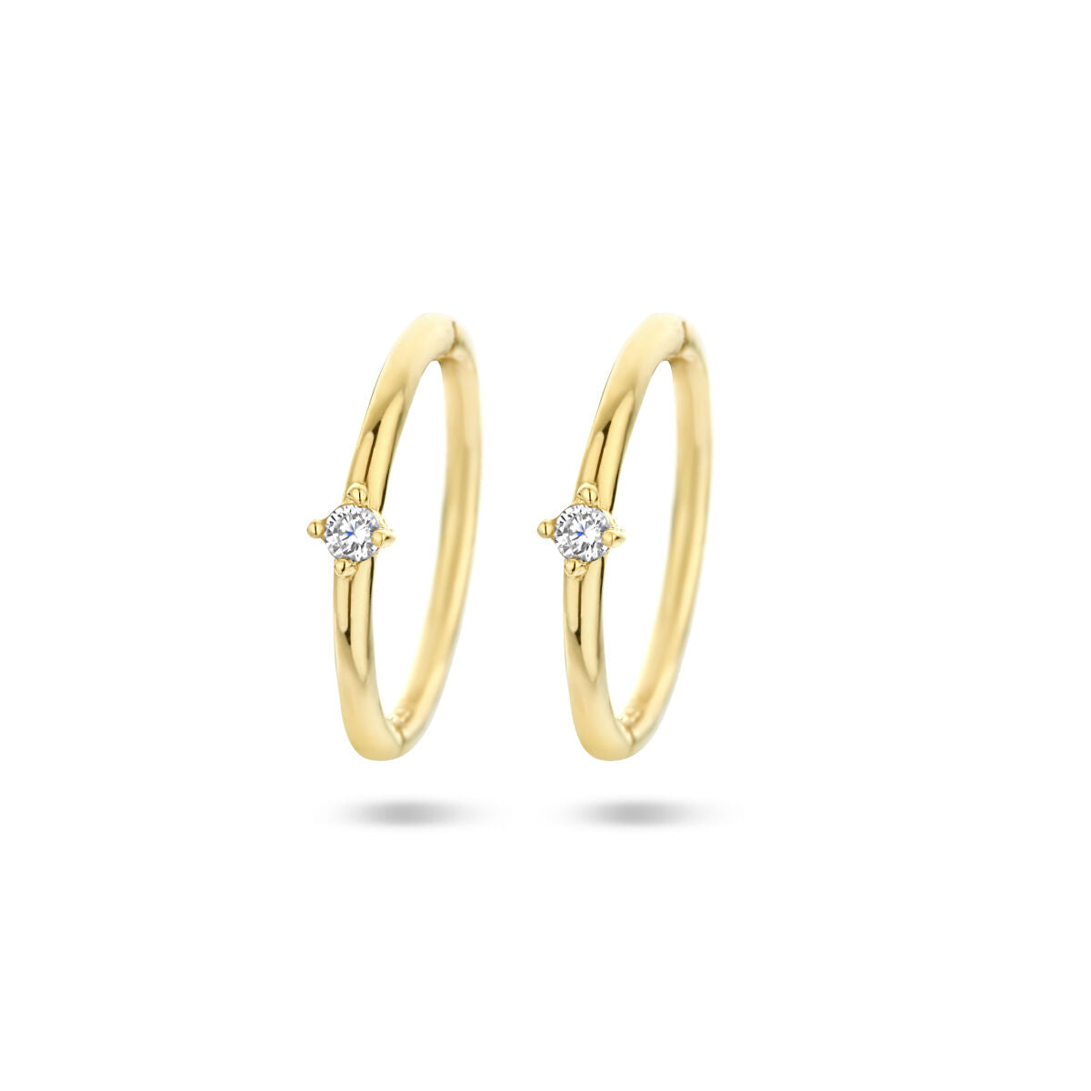 Orecchini alla creola in oro giallo 14K con zircone.