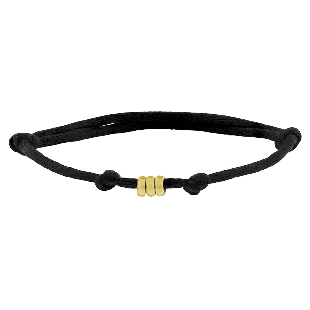 Bracciale in satinato oro 14K con dettagli in gomma e nylon, design minimalista.