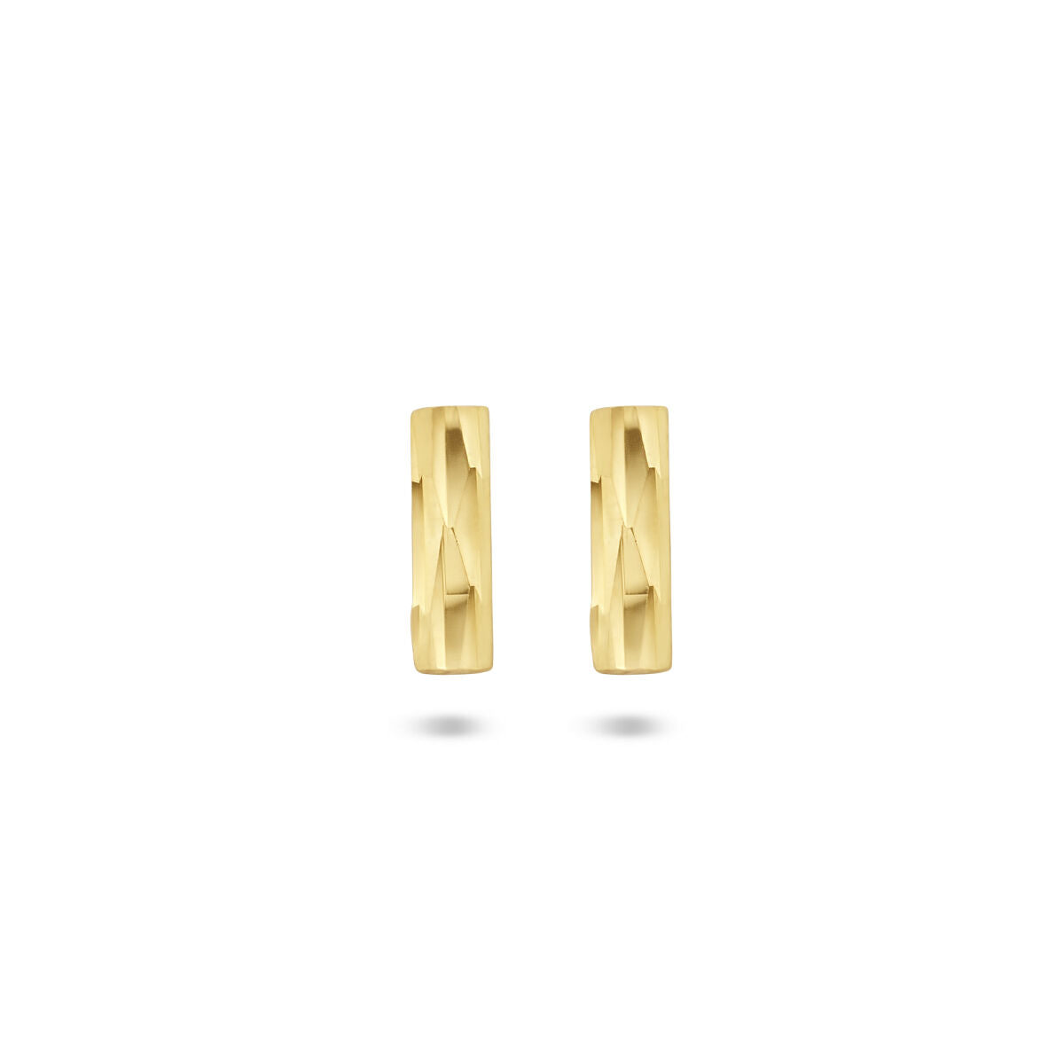 Orecchini a barretta in oro giallo 14K con finitura diamantata.