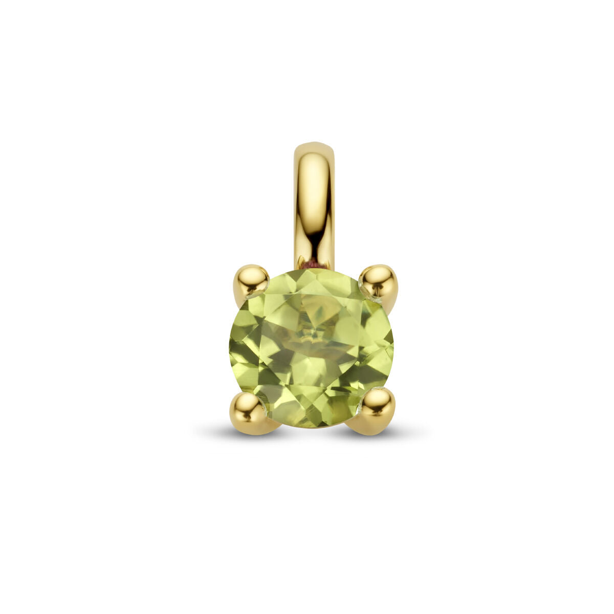 Ciondolo in oro giallo 14K con peridoto rotondo.