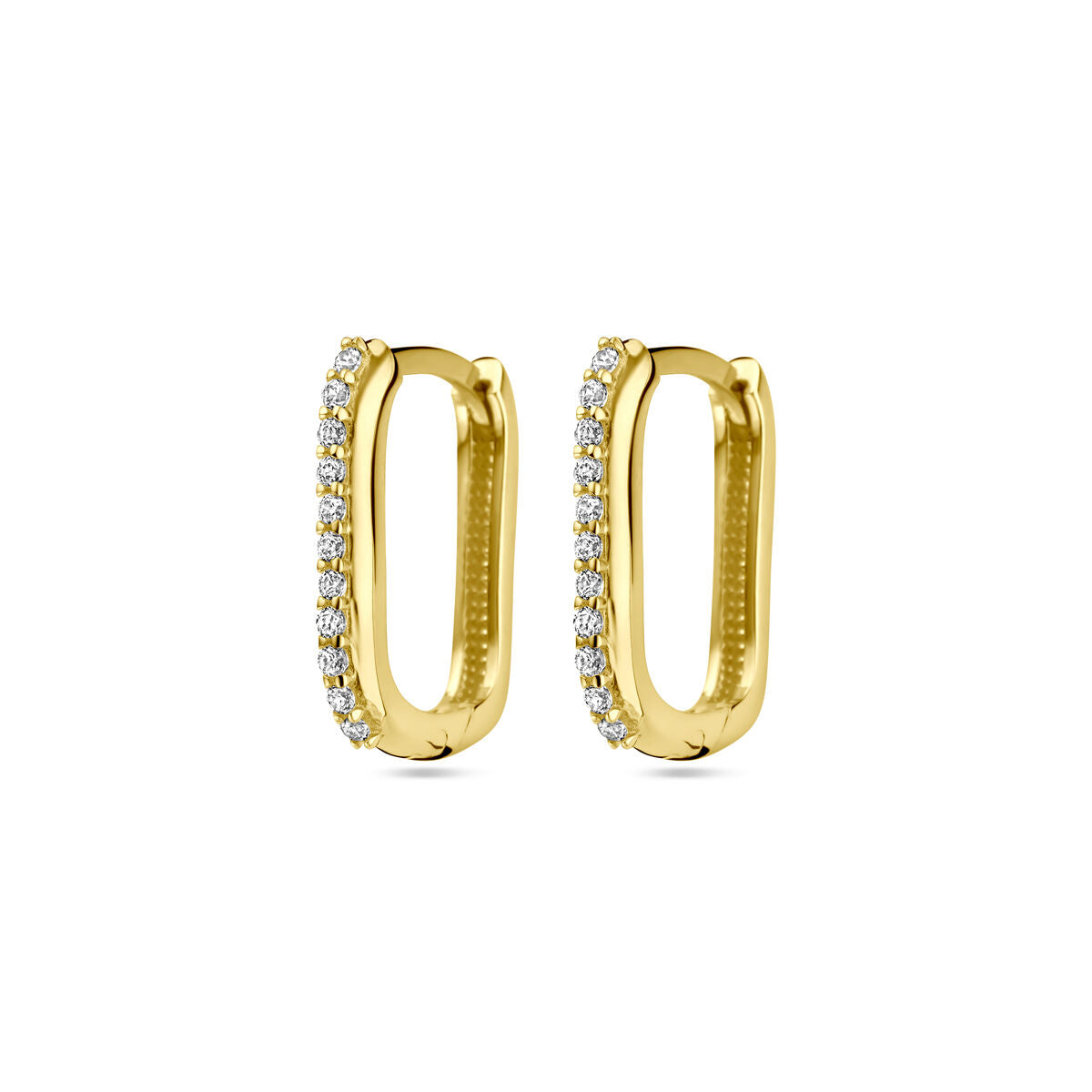Orecchini alla creola in oro giallo 14K con zircone.