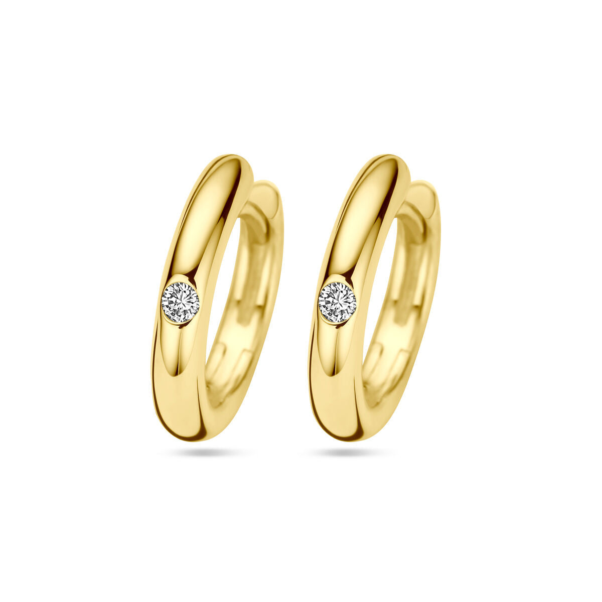 Orecchini alla creola in oro giallo 14K con diamante da 0,04 ct.