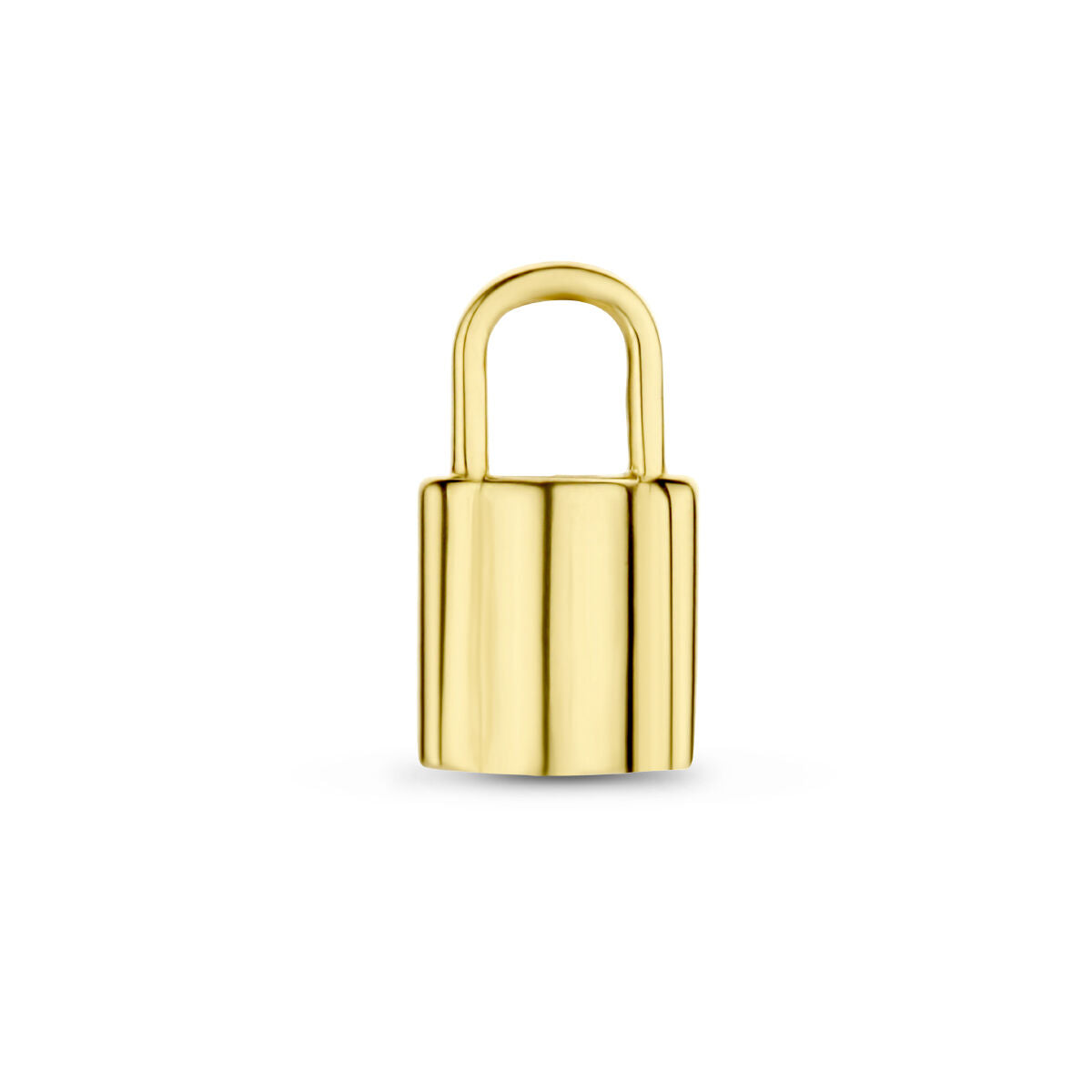 Ciondolo a forma di lucchetto in oro giallo 14K lucido.