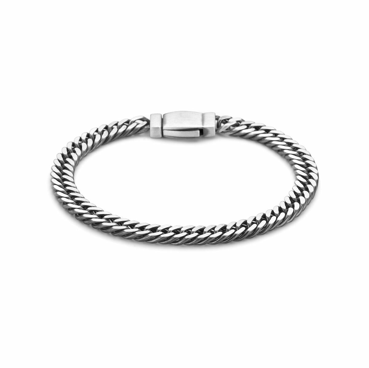 Bracciale da uomo in argento, maglia rolò di 6,7 mm, finitura ossidata.