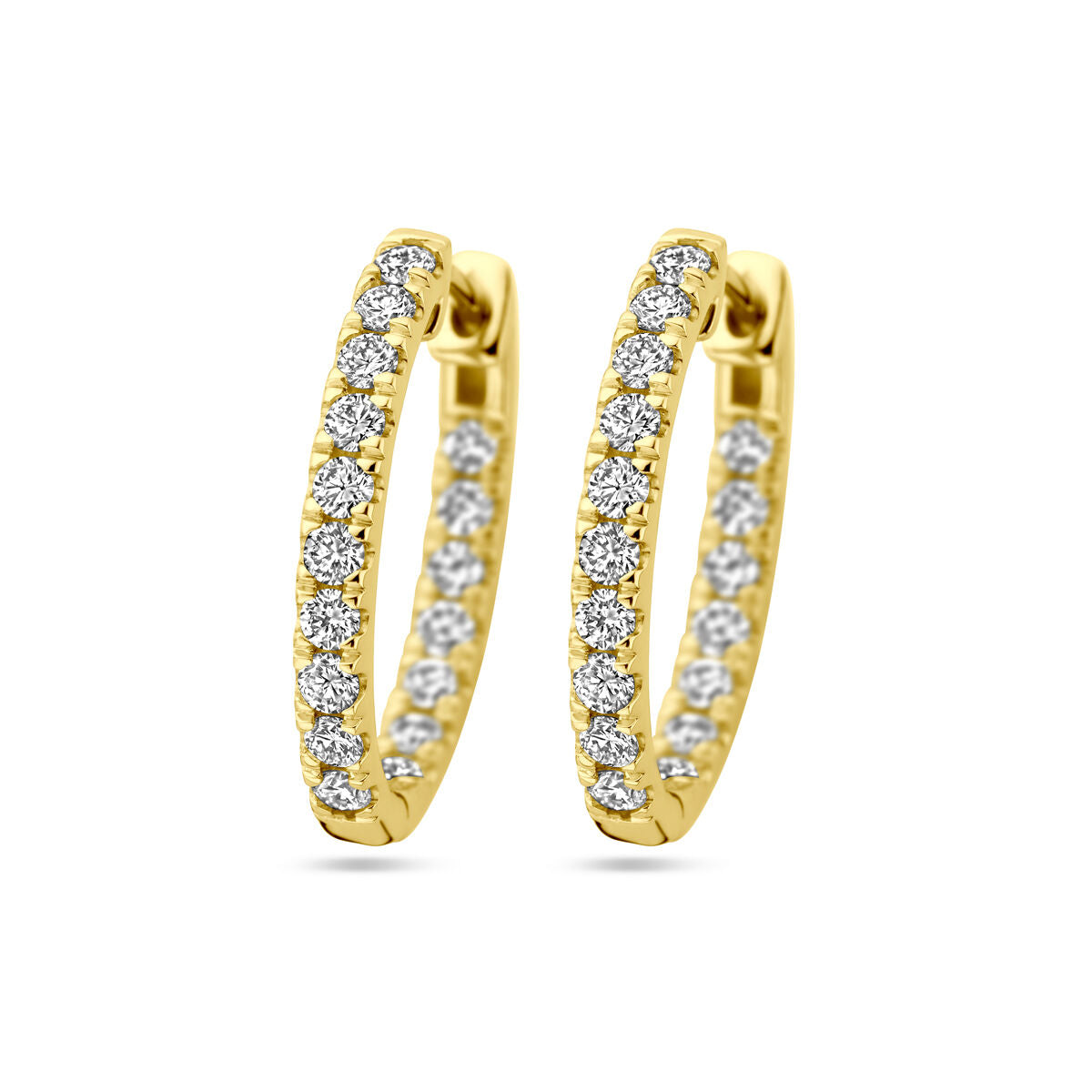 Orecchini alla creola in oro giallo 14K con diamanti lab-grown da 0,96 ct (2x 0,48 ct) di qualità H SI.