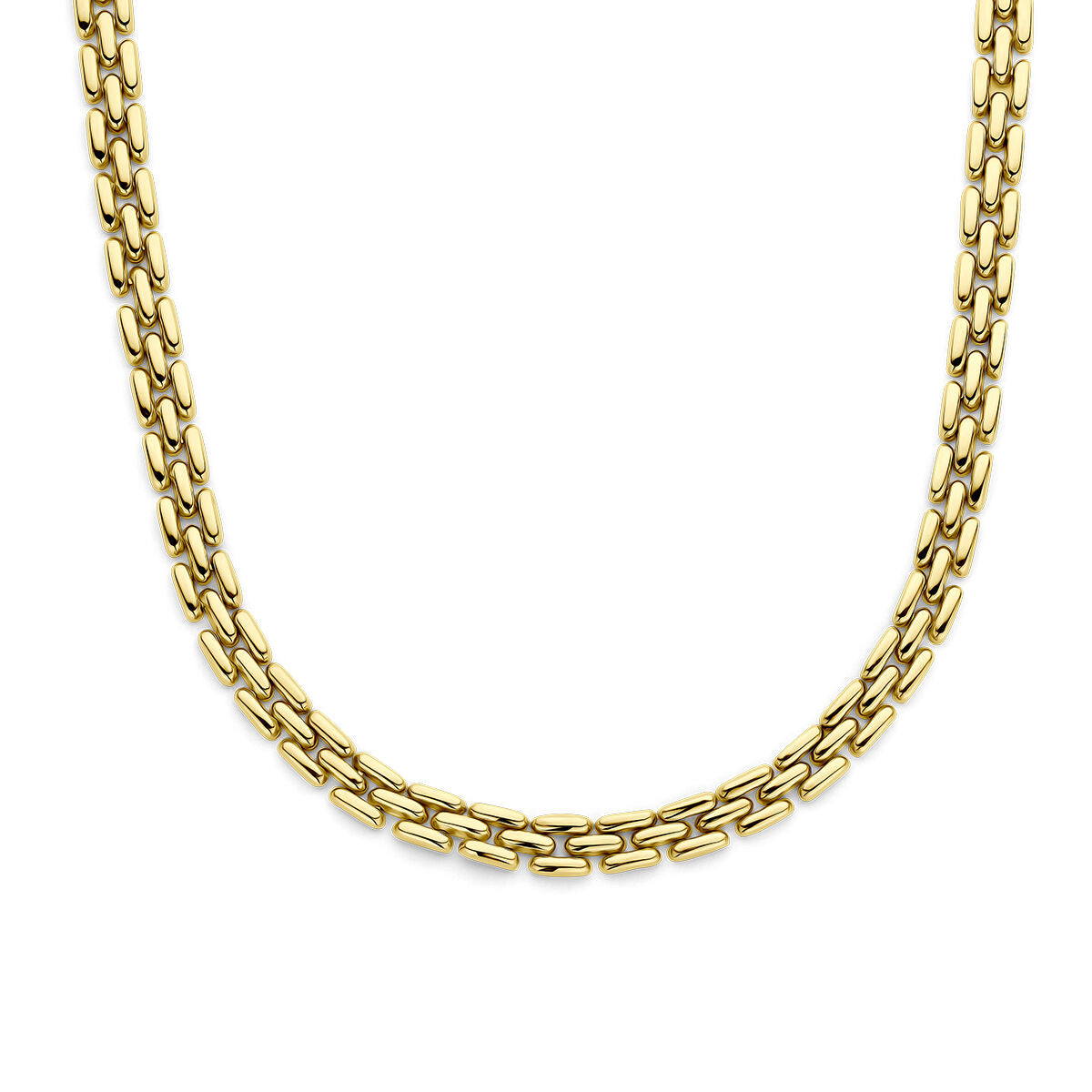 Collana panter in oro giallo 14K, 6,5 mm di larghezza e 44 cm di lunghezza.
