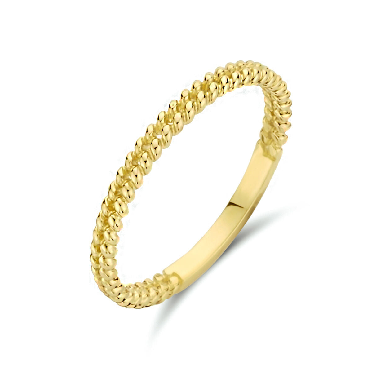 Anello impilabile in oro giallo 14K con motivo a catena.