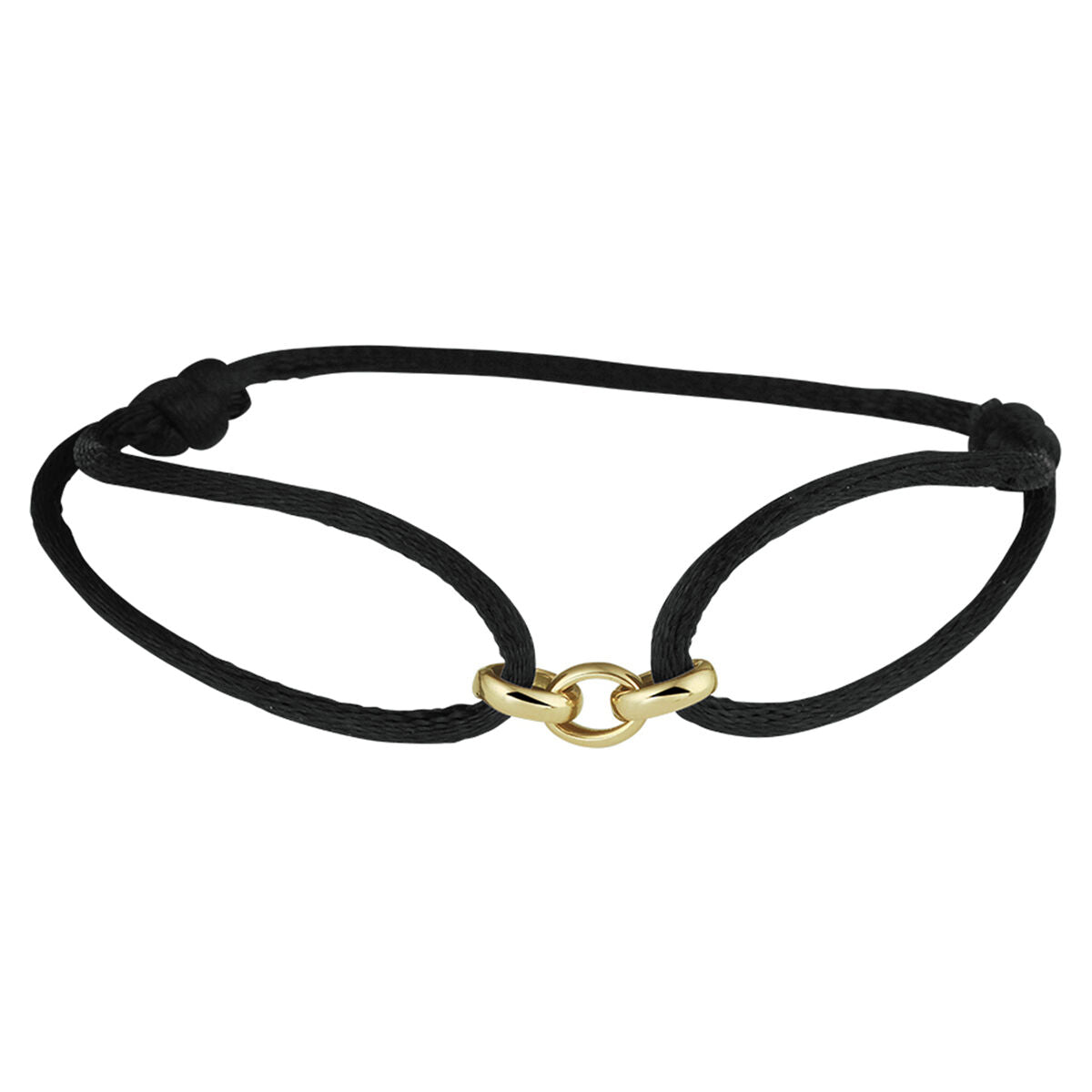 Bracciale in satinato oro 14K con dettagli in gomma e nylon, design minimalista.