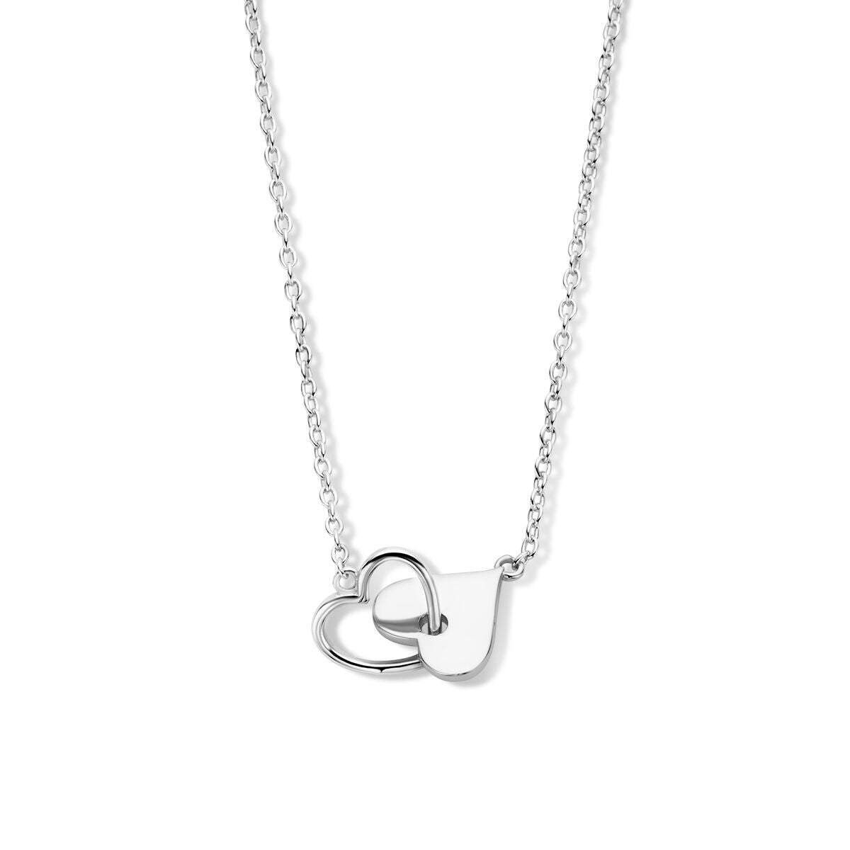 Collana con cuori in argento rodiato, lunghezza 40 + 4 cm.