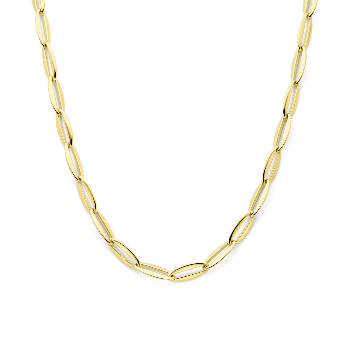 Collana anker in oro giallo 14K, maglie ovali di 7,2 mm, lunghezza 44,5 cm.