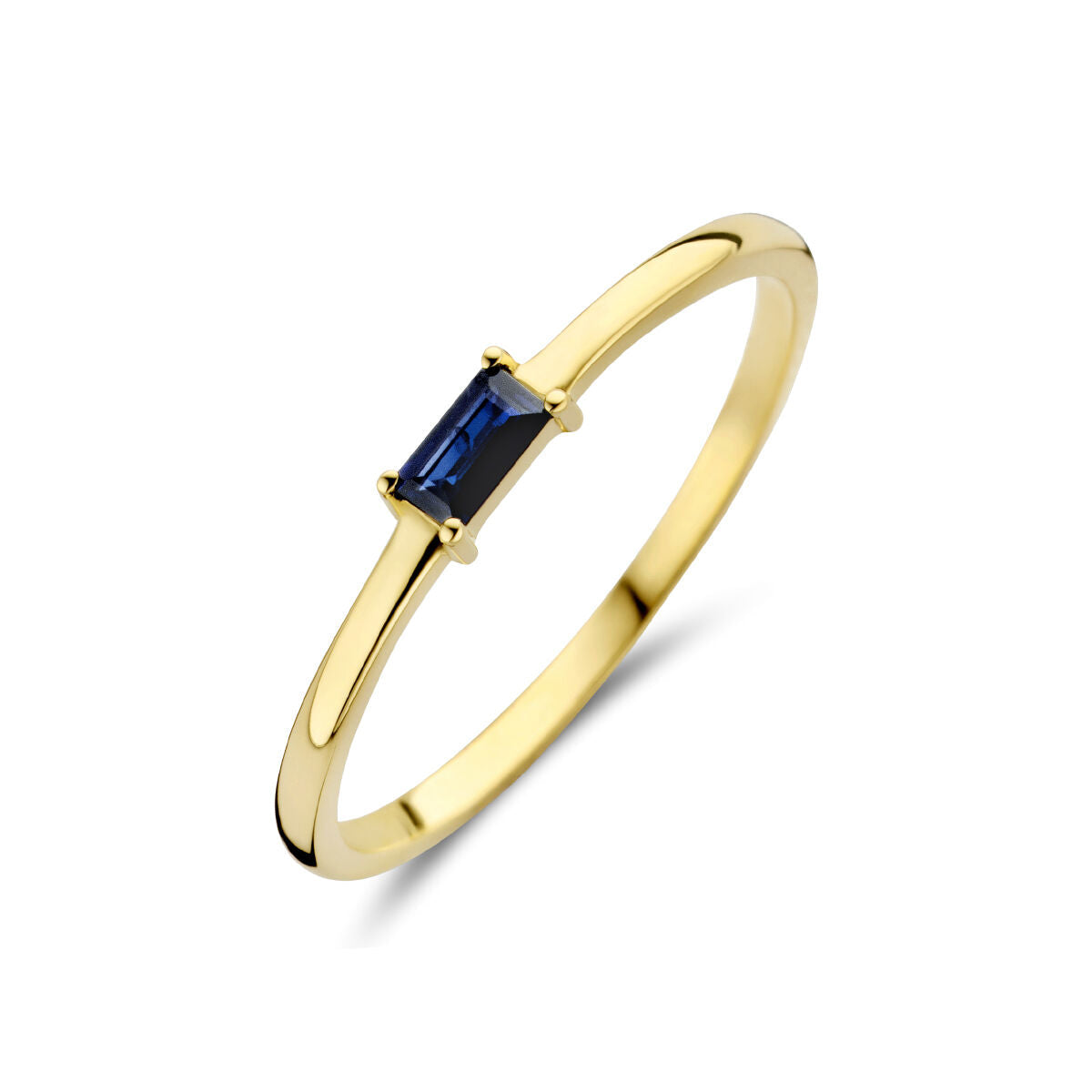 Anello in oro giallo 14K con pietra di nascita zaffiro di settembre.