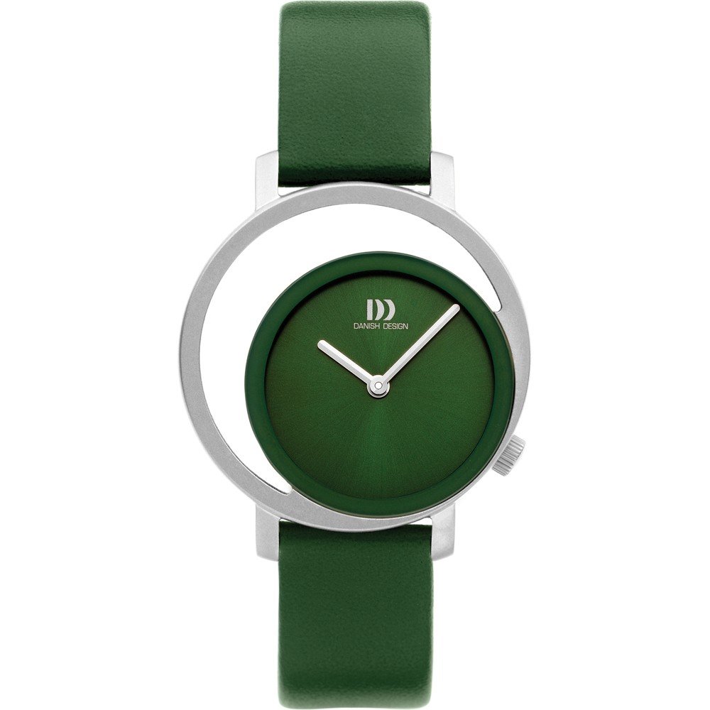 Orologio da donna con quadrante verde, cassa argentata e cinturino in silicone verde.