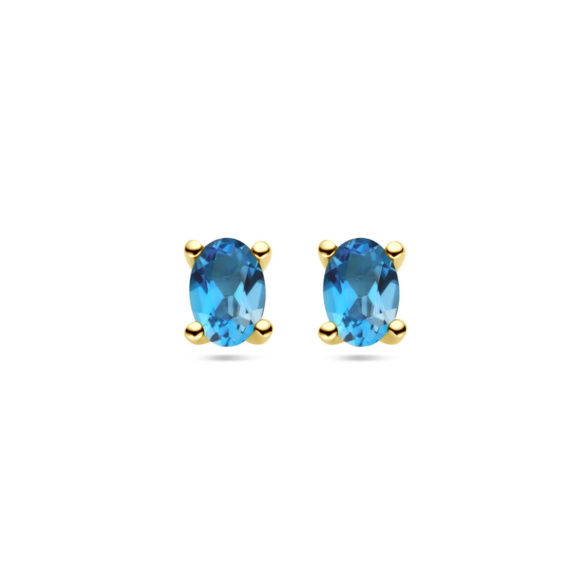 Orecchini in oro giallo 14K con topazi blu di Londra ovali.