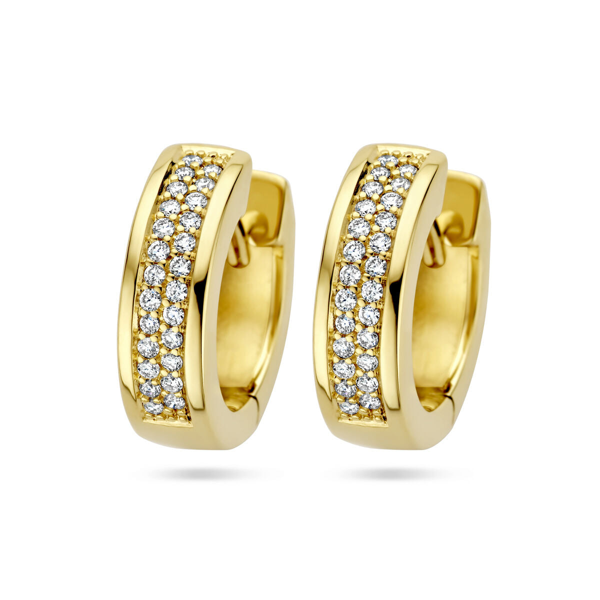 Orecchini alla creola in oro giallo 14K con diamanti da 0,25 ct (2x0,125 ct) incastonati.