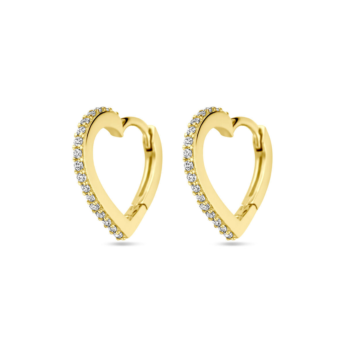 orecchini a cerchio cuoricini zirconia 14K oro giallo