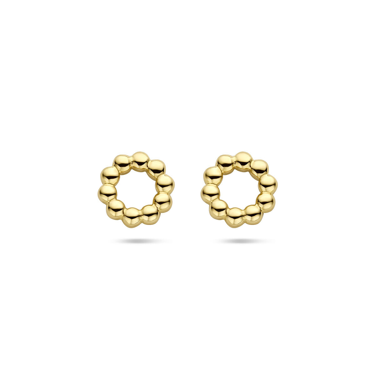 Orecchini a cerchio con pallini in oro giallo 14K.