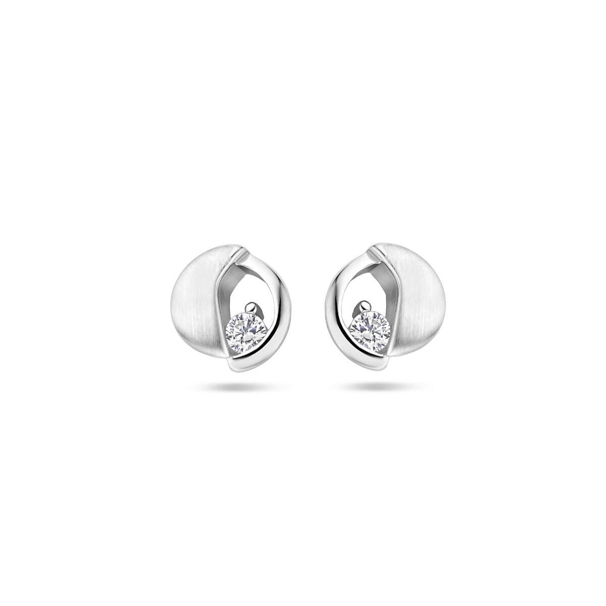 Orecchini in argento rodiato con finitura opaca e zircone.