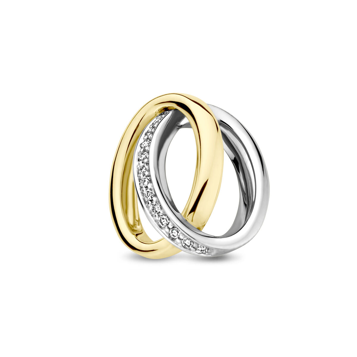 Ciondolo bicolore in oro giallo e bianco con diamante da 0,05 ct.