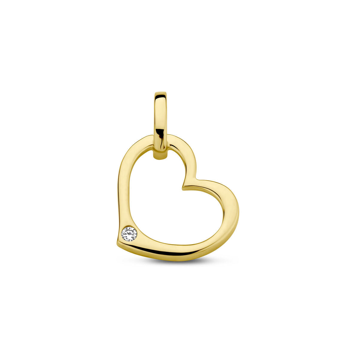 Ciondolo a forma di cuore in oro giallo 14K con diamante da 0,01 ct.