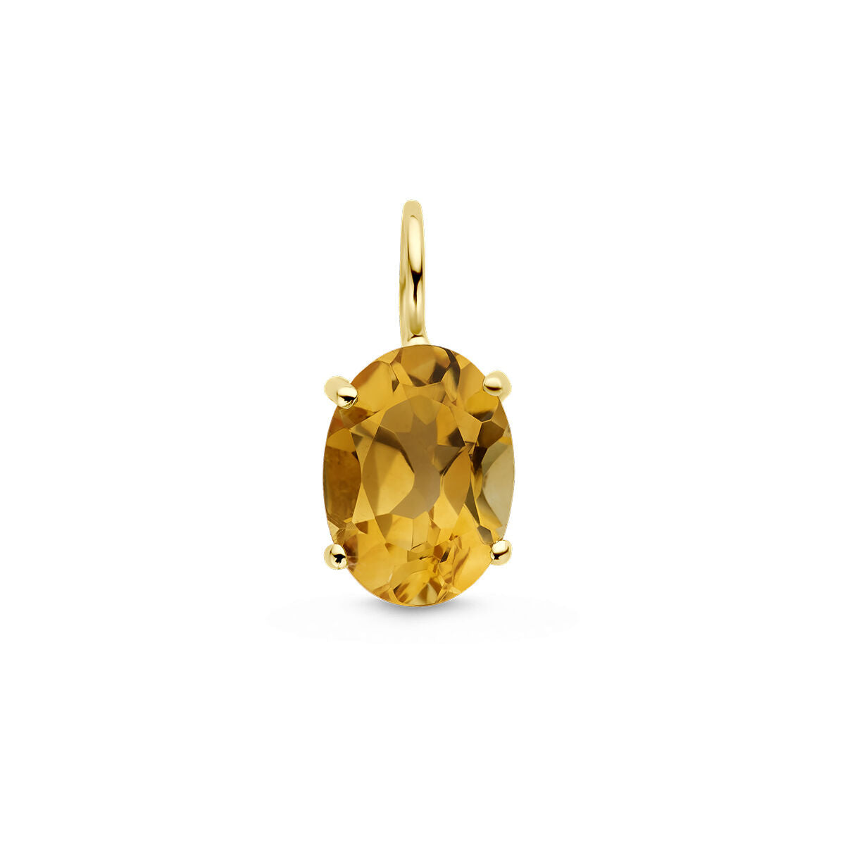 Ciondolo in oro giallo 14K con pietra ovale di citrino.