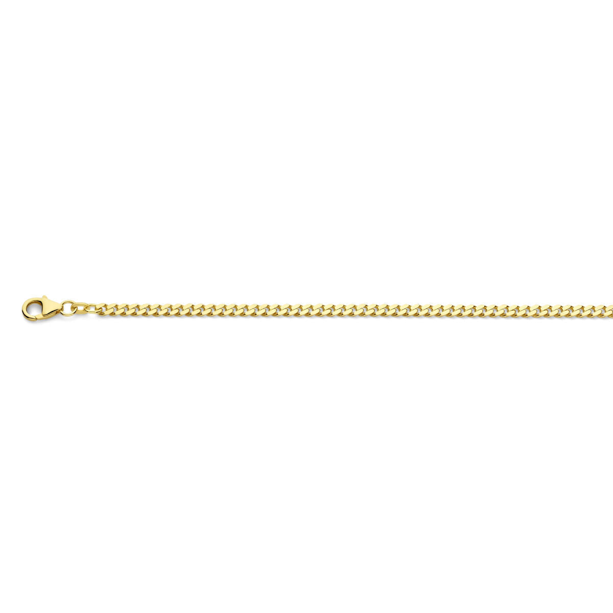 Collana bizantina in oro giallo massiccio 14K, 4 lati smerigliati, 3,4 mm.