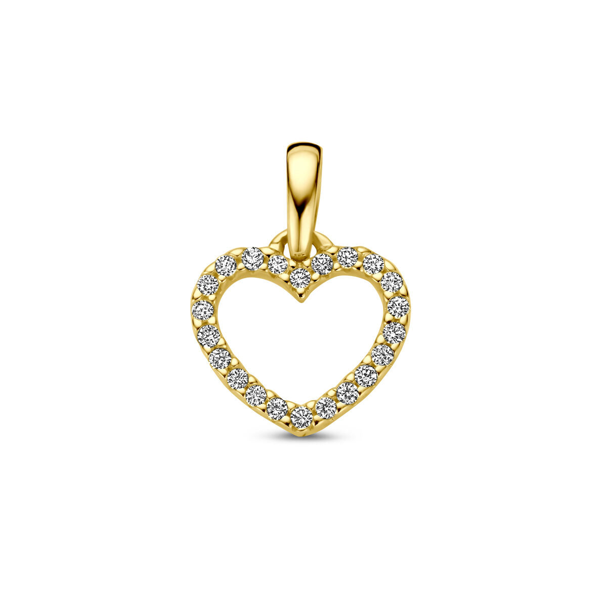 Ciondolo a forma di cuore in oro giallo 14K con diamanti H SI incastonati.