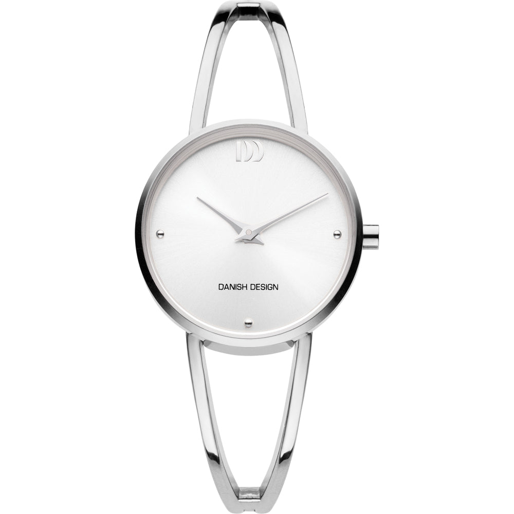 Orologio da donna con quadrante argentato e cassa in acciaio, bracciale sottile.