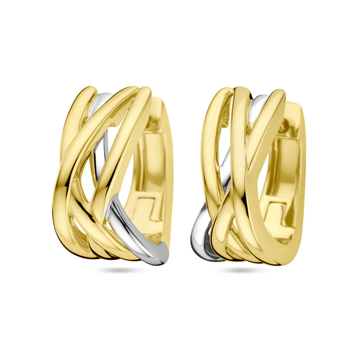 klapoorringen 14K bicolor goud geel/wit