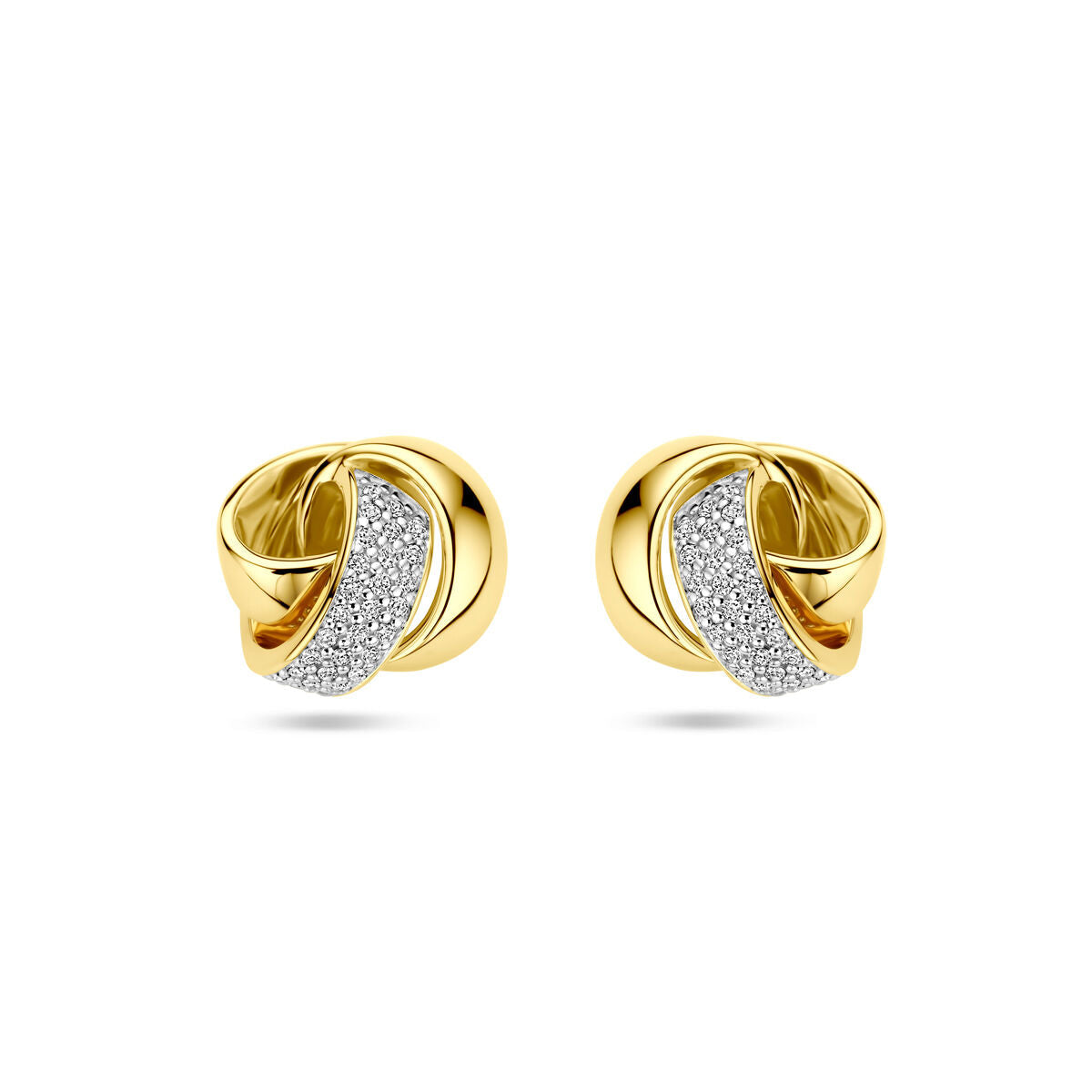 Orecchini a nodo in oro giallo 14K con diamanti da 0,19 ct.